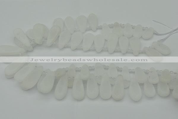 CTD3645 Top drilled 10*20mm - 15*45mm freeform matte white crystal beads