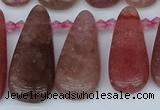 CTD3650 Top drilled 10*20mm - 15*45mm freeform strawberry quartz beads