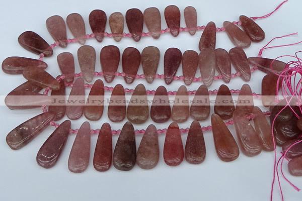 CTD3650 Top drilled 10*20mm - 15*45mm freeform strawberry quartz beads