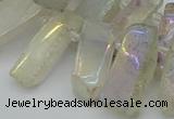 CTD3656 Top drilled 8*15mm - 11*30mm sticks plated white crystal beads