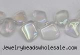 CTD3671 Top drilled 5*8mm - 10*14mm freeform plated white crystal beads