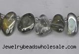 CTD3672 Top drilled 5*8mm - 10*14mm freeform plated white crystal beads