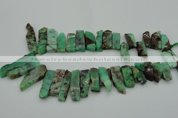 CTD368 Top drilled 10*25mm - 10*45mm wand Australia chrysoprase beads