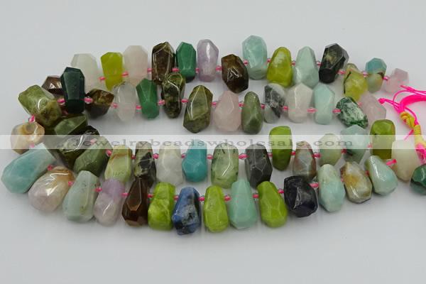 CTD3700 Top drilled 10*15mm - 15*25mm faceted nuggets mixed gemstone beads