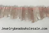 CTD3721 Top drilled 8*20mm - 10*50mm sticks rose quartz beads