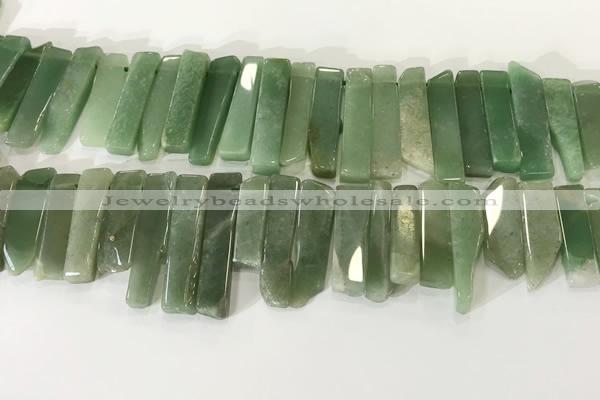 CTD3736 Top drilled 8*20mm - 10*50mm sticks green aventurine beads