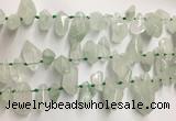 CTD3753 Top drilled 6*12mm - 13*18mm nuggets green quartz beads