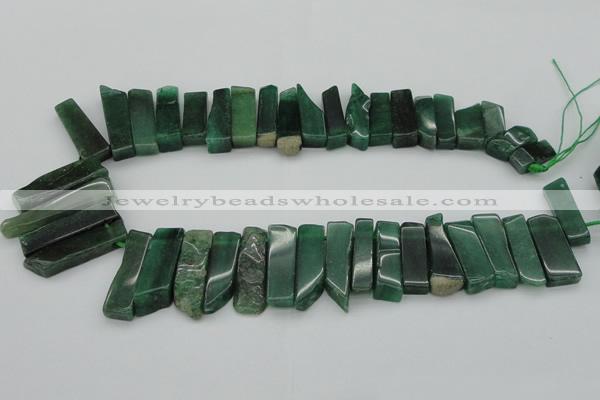 CTD387 Top drilled 10*20mm - 12*50mm wand green aventurine beads