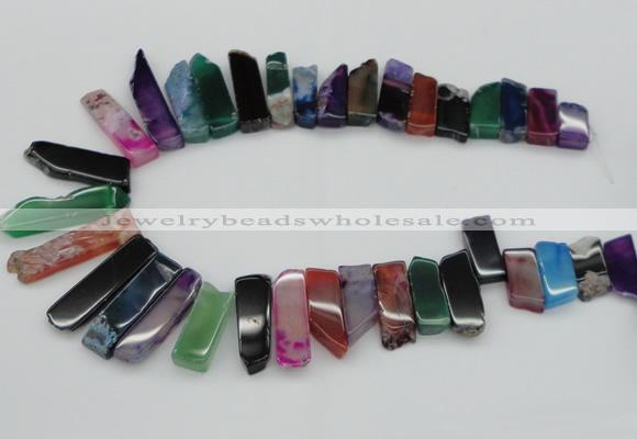 CTD389 Top drilled 10*20mm - 12*55mm wand mixed agate gemstone beads