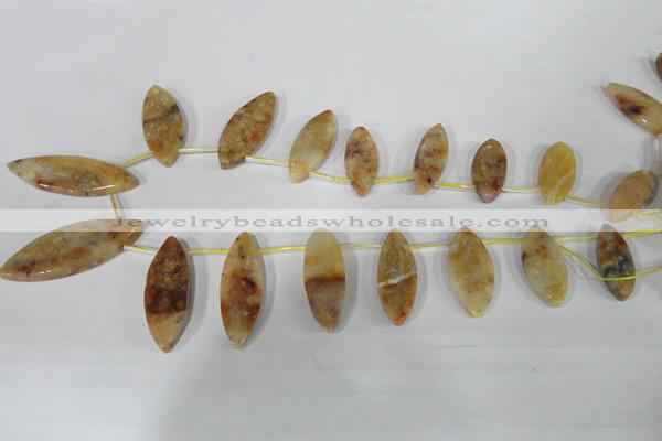 CTD43 Top drilled 12*32mm – 15*37mm marquise Morocco agate beads