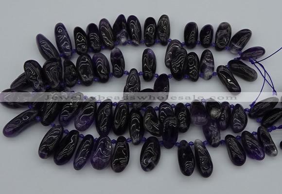 CTD448 Top drilled 10*20mm - 15*30mm freeform amethyst beads