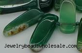 CTD463 15.5 inches 10*20mm - 12*35mm sticks green agate beads