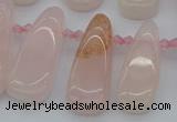 CTD476 Top drilled 12*25mm - 15*45mm freeform rose quartz beads