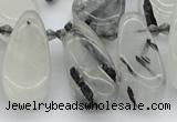 CTD483 Top drilled 10*22mm - 15*45mm freeform black rutilated quartz beads