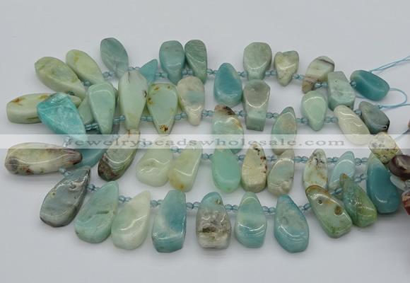 CTD489 Top drilled 10*22mm - 15*45mm freeform amazonite beads