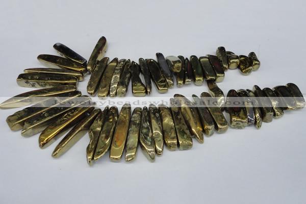 CTD527 Top drilled 10*25mm - 10*60mm wand plated agate beads