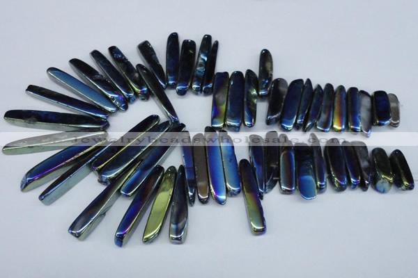 CTD528 Top drilled 10*25mm - 10*60mm wand plated agate beads