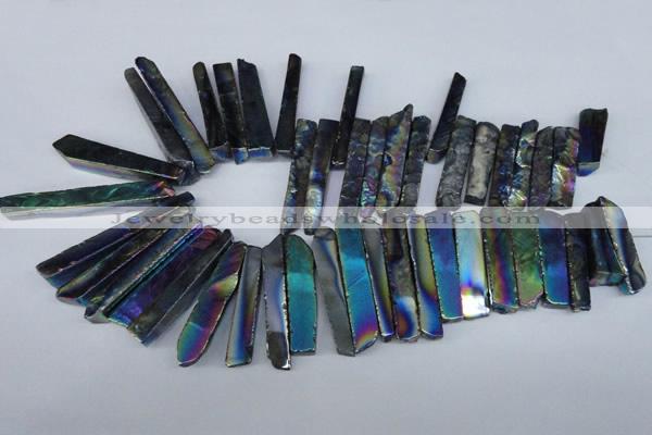 CTD536 Top drilled 10*30mm - 10*65mm wand plated agate beads