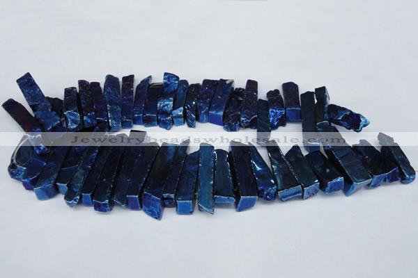 CTD538 Top drilled 10*30mm - 10*65mm wand plated agate beads