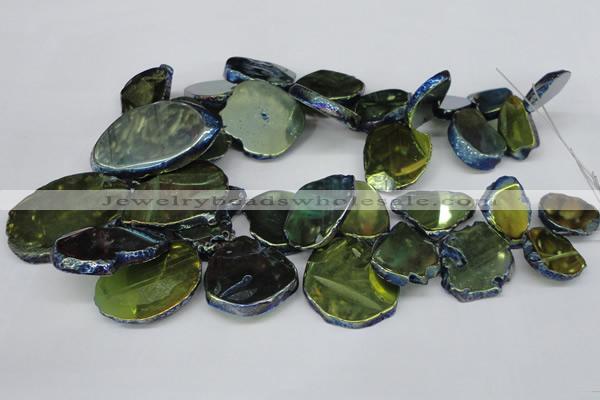 CTD573 Top drilled 20*30mm - 30*45mm freeform plated agate beads