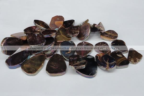 CTD574 Top drilled 20*30mm - 30*45mm freeform plated agate beads