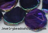 CTD575 Top drilled 20*30mm - 30*45mm freeform plated agate beads