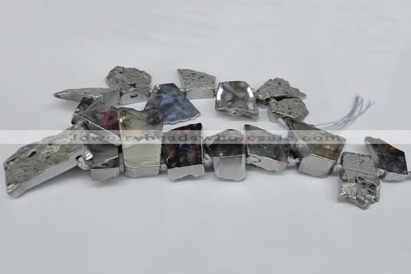 CTD577 Top drilled 20*30mm - 30*50mm freeform plated agate beads