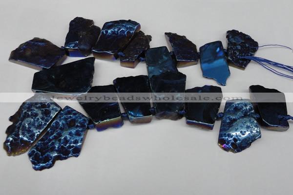 CTD579 Top drilled 20*30mm - 30*50mm freeform plated agate beads