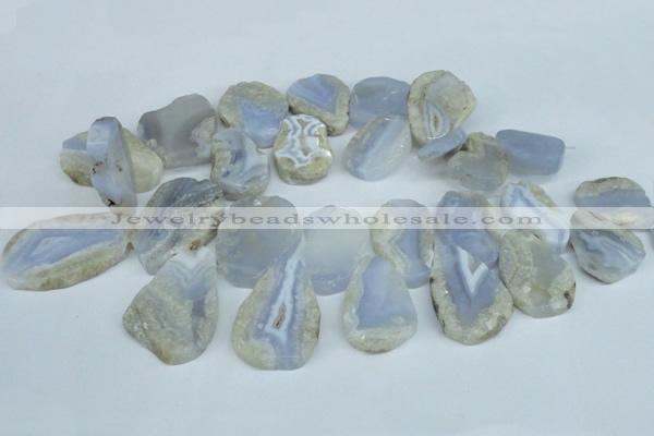 CTD608 Top drilled 18*25mm - 30*45mm freeform blue lace agate beads