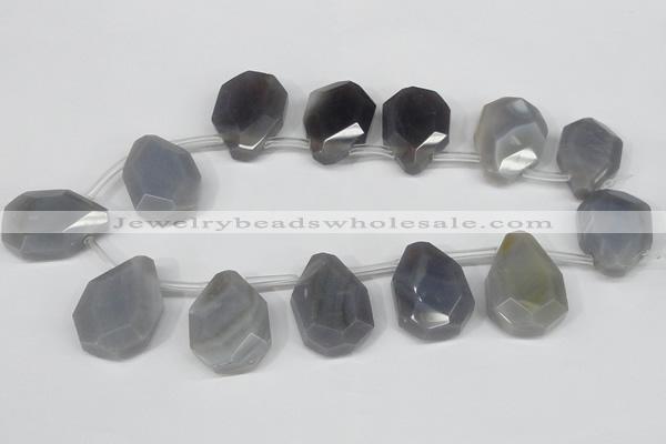 CTD616 Top drilled 22*30mm - 25*35mm faceted freeform grey agate beads