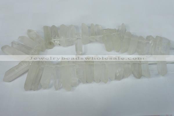 CTD626 Top drilled 10*25mm - 12*45mm faceted nuggets white crystal beads