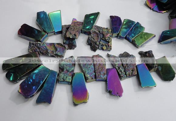 CTD748 Top drilled 18*25mm - 25*60mm freeform plated agate beads