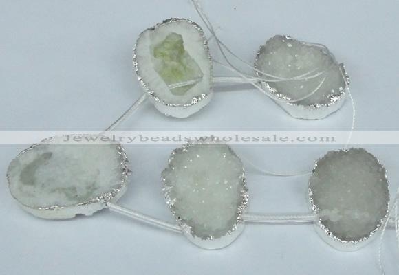 CTD767 30*35mm - 35*45mm freeform agate beads with brass setting