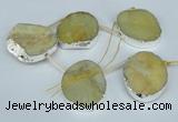 CTD768 30*35mm - 35*45mm freeform agate beads with brass setting