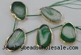 CTD774 30*45mm - 35*50mm freeform agate beads with brass setting