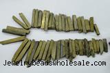 CTD832 15.5 inches 6*30mm - 8*65mm sticks plated agate beads