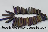 CTD834 15.5 inches 6*30mm - 8*65mm sticks plated agate beads