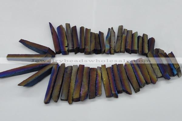 CTD834 15.5 inches 6*30mm - 8*65mm sticks plated agate beads