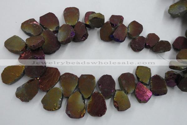 CTD903 Top drilled 15*20mm - 20*30mm freeform plated quartz beads