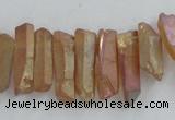 CTD911 Top drilled 5*15mm - 6*25mm wand plated quartz beads