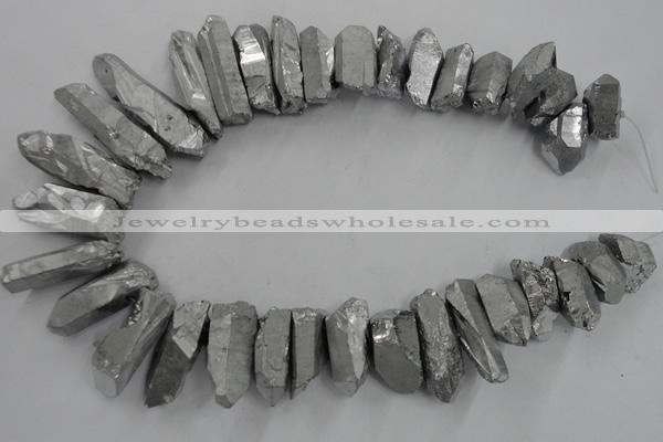 CTD922 Top drilled 15*20mm - 18*38mm wand plated quartz beads