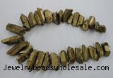 CTD924 Top drilled 15*20mm - 18*38mm wand plated quartz beads