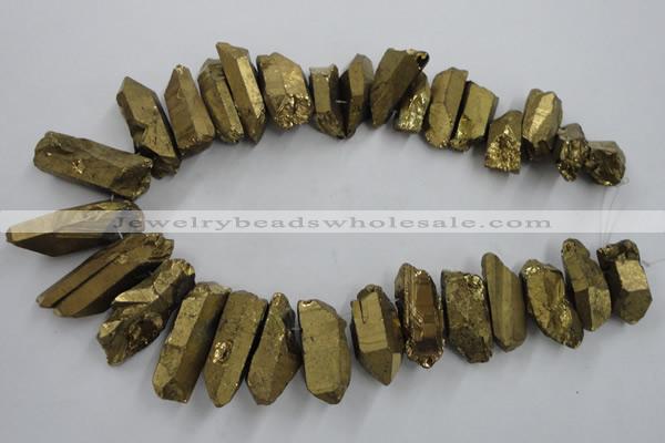 CTD924 Top drilled 15*20mm - 18*38mm wand plated quartz beads