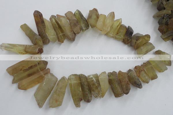 CTD929 Top drilled 13*18mm - 15*40mm wand lemon quartz beads