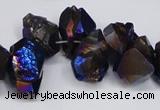 CTD948 Top drilled 8*10mm - 18*25mm faceted nuggets plated amethyst beads