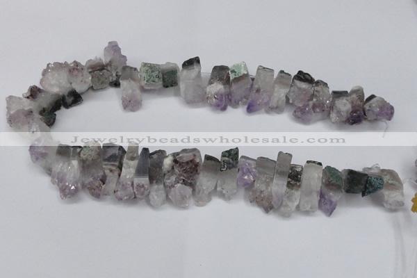 CTD995 Top drilled 10*15mm - 12*25mm sticks plated druzy amethyst beads