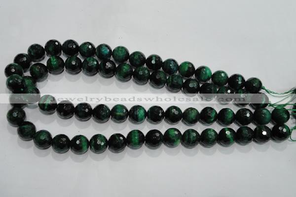 CTE1015 15.5 inches 12mm faceted round dyed green tiger eye beads