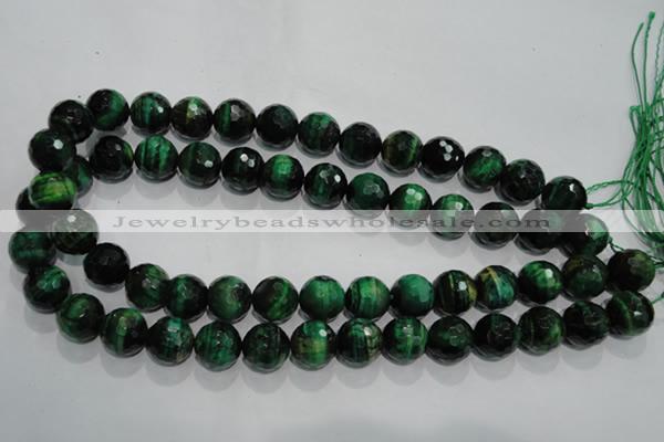 CTE1016 15.5 inches 14mm faceted round dyed green tiger eye beads