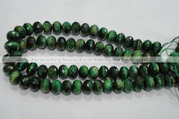 CTE1024 15.5 inches 10*14mm faceted rondelle dyed green tiger eye beads