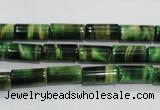 CTE1029 15.5 inches 6*12mm tube dyed green tiger eye beads wholesale